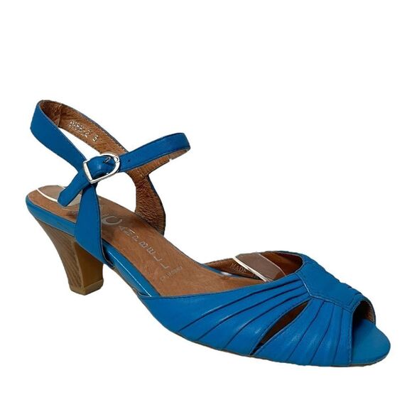 JEFFREY CAMPBELL Dime Blue Leather Sandals 8 - Picture 1 of 12